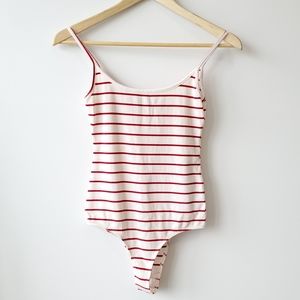 Reformation Red & White Striped Bodysuit in Size S